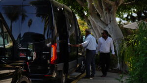 professional chauffeurs providing a shuttle service for a wedding reception in san diego